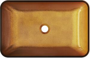 Mexen Megan, skleněné umyvadlo na desku, 56 x 36 cm, zlatá, 24135650