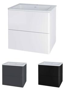 Mereo, Siena, koupelnová skříňka s umyvadlem z litého mramoru 81 cm, bílá, antracit, černá, CN411M