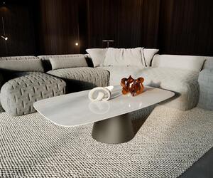 DELIFE Konferenční stolek Edge tvar oválný 140×80 cm keramika onyx champagne Borna titanová barva