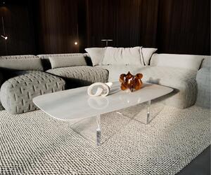 DELIFE Konferenční stolek Edge oválný tvar 140×80 cm keramika onyx champagne Lumia akryl