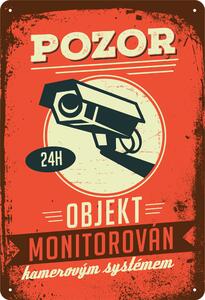 Plechová cedule: Pozor, objekt monitorován - 20x30 cm