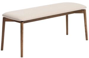 Kave Home Hnědá dřevěná lavice Evera 122 cm s čalouněným sedákem