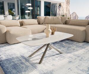 DELIFE Konferenční stolek Edge oválný tvar 120×70 cm keramika onyx champagne Sarity nerezová ocel broušená