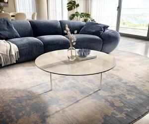 DELIFE Konferenční stolek Edge kulatý 100×100 cm keramika onyx champagne Trive nerezová ocel kartáčovaná