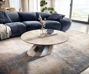 DELIFE Konferenční stolek Edge kulatý 100×100 cm keramika onyx champagne Parabi nerezová ocel broušená