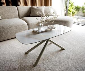 DELIFE Konferenční stolek Edge oválný tvar 100×50 cm keramika Onyx Pearl Sarity kov titanová barva