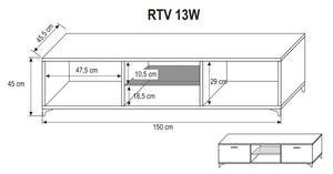 RTV stolek 150 MEX 10355, Dekor bílý/bílý