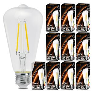 10x LED žárovka E27 6W 660lm 3000k vláknová retro st64