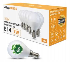 6x LED žárovka E14 g45 7W 620lm - studená bílá