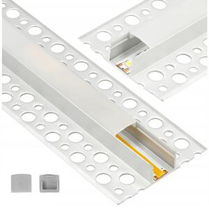 Zapuštěný hliníkový LED profil pro sádrokartonové dlaždice 1m + stínidlo