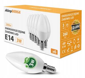 6x LED žárovka E14 3W 260lm - neutrální bílá
