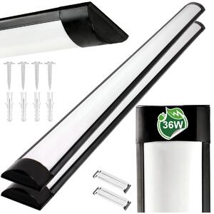 LED panelové svítidlo pro přisazenou stropní montáž 2x 36W 120cm černé 4500k