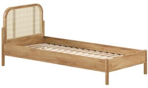 Vipack Dubová postel Olive 90 x 200 cm s ratanovým čelem