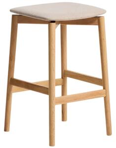 Kave Home Dřevěná barová židle Evera 67 cm s čalouněným sedákem