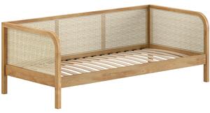 Vipack Dubová postel Olive 90 x 200 cm s ratanovou zábranou