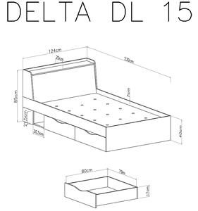 Mládežnická postel 120x200 Delta DL15 L/P - Dub / Antracitová