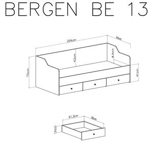 Postel Bergen 13 se zásuvkami 90x200 - bílá