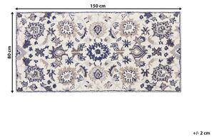 Vlněný koberec 80 x 150 cm béžový/modrý KUMRU