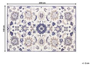 Vlněný koberec 140 x 200 cm béžový/modrý KUMRU