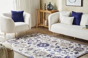Vlněný koberec 140 x 200 cm béžový/modrý KUMRU