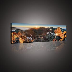 Obraz na plátně: Západ slunce na horách - 145x45 cm