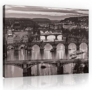Obraz na plátně: Praha (černobílá) - 75x100 cm