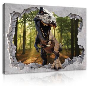 Obraz na plátně: Dinosaurus v lese - 80x60 cm