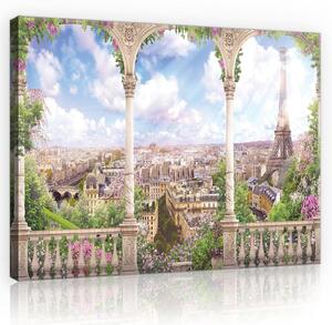 Obraz na plátně: Romantický výhled na Paříž - 80x60 cm