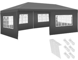 Tectake Pavilon Novara s 5 bočními částmi, vodotěsný, 6x3m - šedá