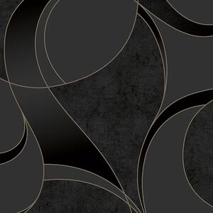 Geometrická černá vliesová tapeta rozměry 0,53 x 10,05 m