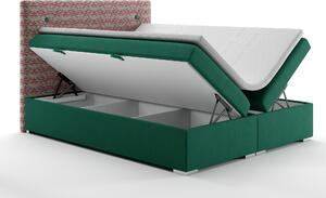 Kontinentální postel 140 cm Grini (smaragdová + vícebarevné) (s úložným prostorem). 1044215