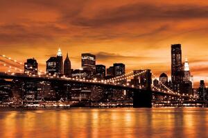 Obraz na plátně: Brooklyn Bridge (oranžový) - 75x100 cm