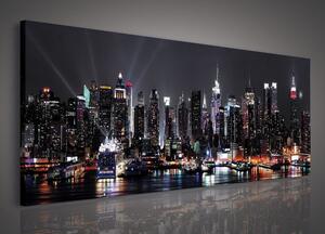 Obraz na plátně: Noční New York (2) - 145x45 cm