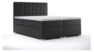 Manželská postel Boxspring 160 cm Clady (černá ekokůže) (s úložným prostorem). 1044199