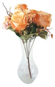 Růže a Hortenzie kytice x7 44cm oranžová umělá