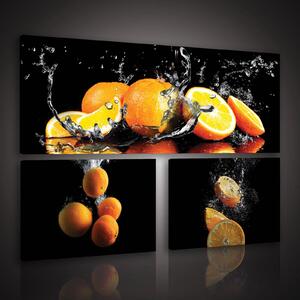 Obraz na plátně: Pomeranče (1) - set 1ks 80x30 cm a 2ks 37,5x24,8 cm