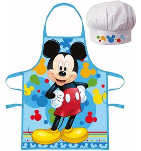 Dětská / chlapecká zástěra s kuchařskou čepicí Mickey Mouse - Disney - pro děti 3 - 8 let