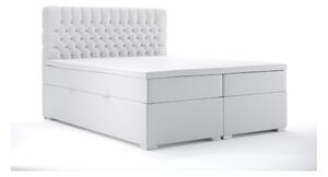 Kontinentální postel 160 cm Daliny (bílá ekokůže) (s úložným prostorem). 1044205