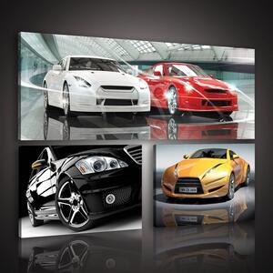 Obraz na plátně: Sportovní auta - set 1ks 80x30 cm a 2ks 37,5x24,8 cm