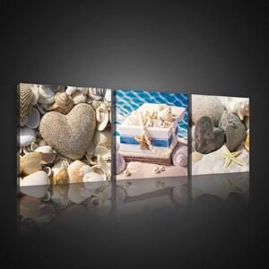 Obraz na plátně: Na pláži - set 3ks 25x25cm