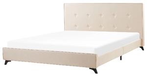 Čalouněná béžová manželská postel 180x200 cm AMBASSADOR