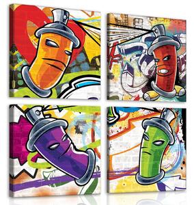 Obraz na plátně: Graffiti - set 4ks 25x25cm