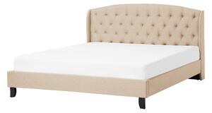 Čalouněná béžová postel 140 x 200 cm BORDEAUX