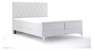 Manželská postel Boxspring 140 cm Miror (bílá ekokůže) (s úložným prostorem). 1044250