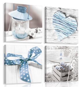 Obraz na plátně: Modré zátiší - set 4ks 25x25cm