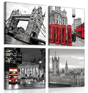 Obraz na plátně: Londýn (1) - set 4ks 25x25cm