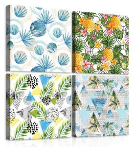 Obraz na plátně: Malovaná květinová abstrakce (1) - set 4ks 25x25cm