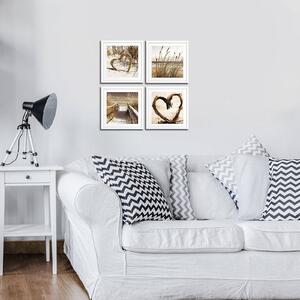 Obraz na plátně: Srdce na pláži - set 4ks 25x25cm