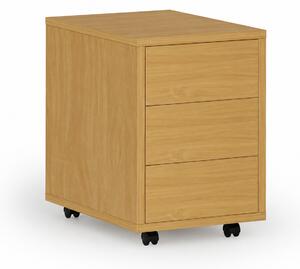 Kancelářský mobilní kontejner PRIMO WOOD, PUSH-lock, 3 zásuvky, buk