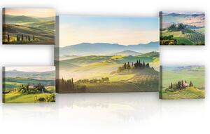Obraz na plátně: Toskánsko - set 1ks 70x50 cm a 4ks 32,4x22,8 cm